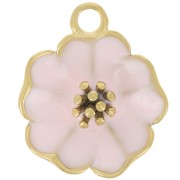 Colgante flor 22 mm con resina epoxi - Acero inoxidable 304L Dorado - Rosa x1|raw }}