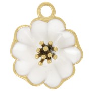 Colgante flor 22 mm con resina epoxi - Acero inoxidable 304L Dorado - Blanco x1