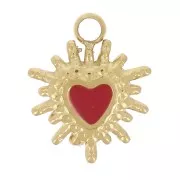 Dije corazón Ex-voto 9x7 mm resina epoxi - Acero inoxidable 304L Dorado x1