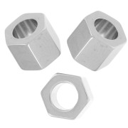 Cuentas de tuerca - 7x6mm - Acero inoxidable 304L x5