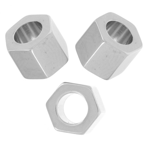 Cuentas de tuerca - 7x6mm - Acero inoxidable 304L x5