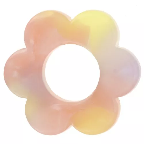 Colgante Flor Acetato 18 mm - Carey - Amarillo - Salmón x1