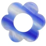 Colgante Flor Acetato 18 mm - Rayas - Azul Oscuro - Blanco Nacarado x1