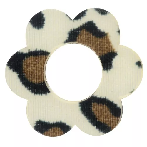 Colgante Flor Acrílico 18 mm - Marrón Guepardo - Negro x1