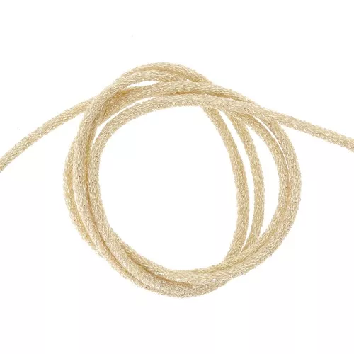 Cordón elástico metálico Mokuba 3,6 mm - Oro claro hilo del Dorado x1m