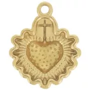 Ex-Voto colgante corazón 22x18mm resina epoxi Acero inoxidable 304L Dorado Rojo x1