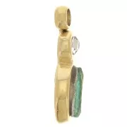 Dije de Circonio 9x4mm - Acero inoxidable 304 Dorado - Verde x1