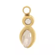 Dije en forma de lanzadera de 9,5 x 3,6 mm de óxido de circonio - Acero inoxidable 304 dorado x1