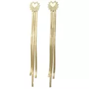 Pendientes de flecos 85x12 mm con corazón - Acero inoxidable 304L Dorado x2