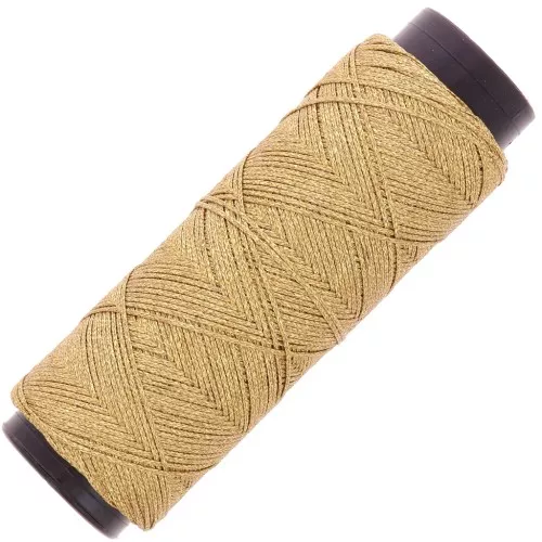 Slam Cord hilo plano de poliéster encerado para micro macramé 0,8 mm - Dorado x100m