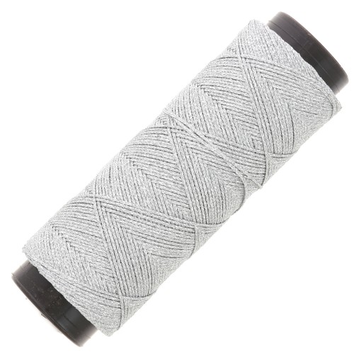 Slam Cord hilo plano de poliéster encerado para micro macramé 0,8 mm - Plateado x100m