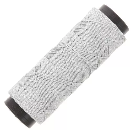 Slam Cord hilo plano de poliéster encerado para micro macramé 0,8 mm - Plateado x100m