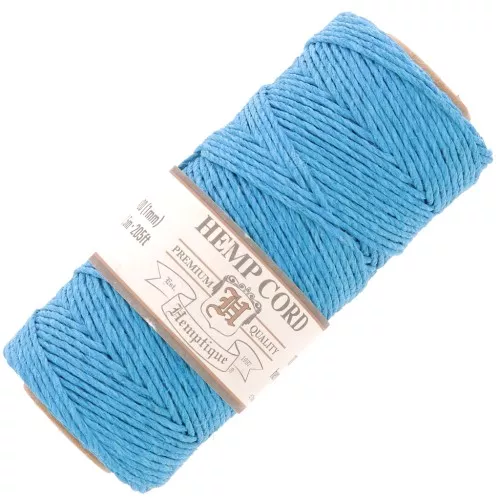 Bobina de 62 metros de Cordón de cáñamo 1,1 mm - Turquesa