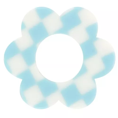 Colgante flor acetato 18 mm - Azul claro - Azulejos blancos x1