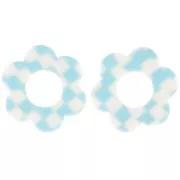 Colgante flor acetato 18 mm - Azul claro - Azulejos blancos x1