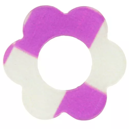 Colgante flor acrílico 18 mm - Violeta - Azulejos blancos x1