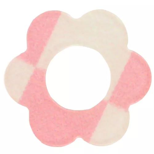 Colgante Flor Acrílico 18 mm - Cuadrado Rosa Antigua - Blanco x1