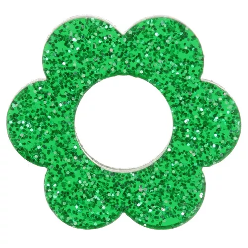 Colgante flor acrílico 18 mm - Abeto verde purpurina x1