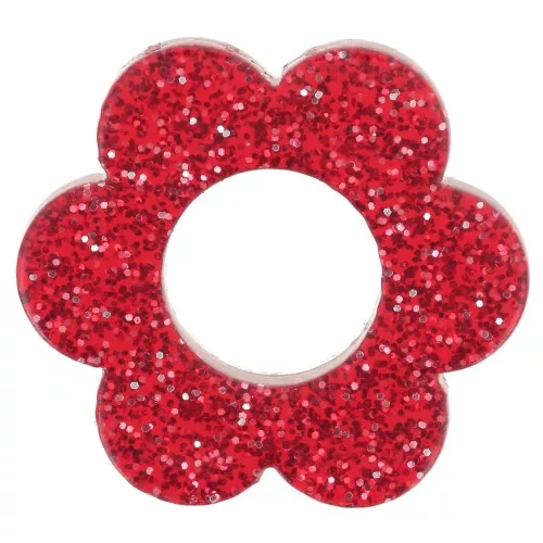 Colgante flor acrílico 18 mm - Brillo rojo x1