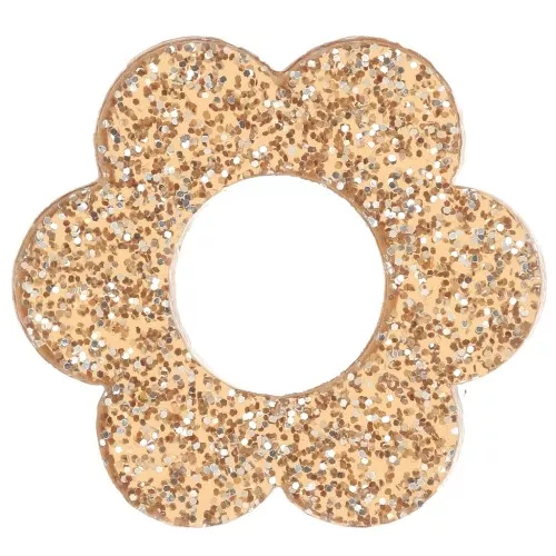 Colgante flor acrílico 18 mm - Brillo bronce x1