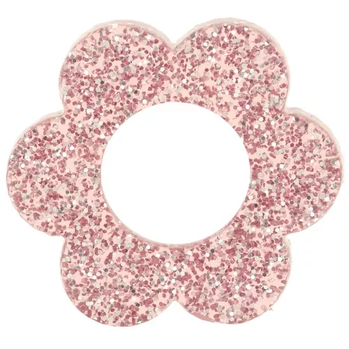 Colgante flor acrílico 18 mm - Brillo rosa viejo x1
