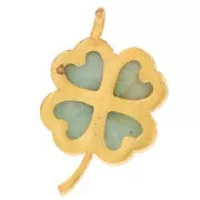 Colgante Flor 21x13 mm gema y CZ - Dorado con Oro fino - Amazonita x1