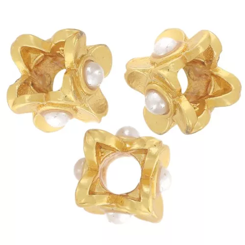 Perla cuadrada de 5 mm con cuentas de nácar - Dorado con oro fino x1