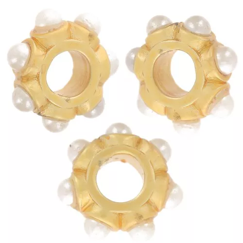 Cuenta arandela de 10 mm de perla y nácar - Dorado con oro fino x1