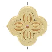 Cuenta de trébol de 8 mm con cabujones de nácar y óxido de circonio - Dorado con oro fino x1