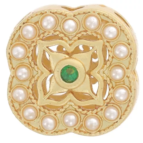 Cabujones cuadrados de nácar y óxido de circonio de 10,5 mm Dorado con oro fino x1