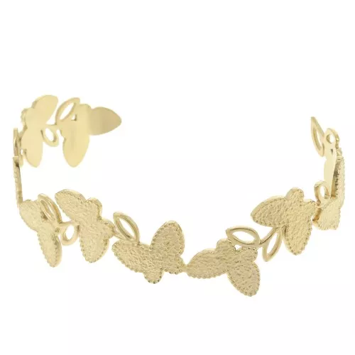 Pulsera mariposa martillada ajustable 20x155 mm Acero inoxidable 304L Dorado x1