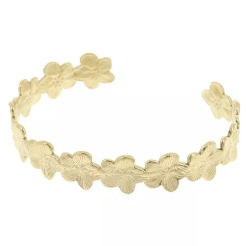 Flor - pulsera ajustable 13x160 mm Acero inoxidable 304L Dorado x1