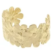 Pulsera ancha flor - ajustable 34,5x150 mm Acero inoxidable 304L Dorado x1