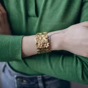 Pulsera ancha flor - ajustable 34,5x150 mm Acero inoxidable 304L Dorado x1