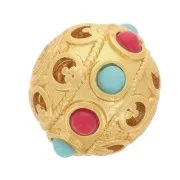 Cuenta redonda 9,5x8 mm con gema de imitación - Dorado con Oro fino