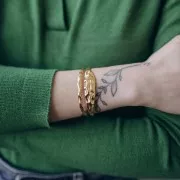 Pulsera martillada ajustable de dos filas 18x150 mm - Acero inoxidable 304L Dorado x1