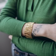 Brazalete ancho ajustable 30x160mm Acero inoxidable 304L Dorado x1