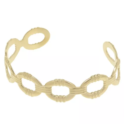 14.5x150 mm ovalada anillos ajustables Acero inoxidable 304L Dorado pulsera x1