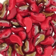 Zoliduo® Izquierda 5x8mm 2 agujeros Cuentas de cristal checo - Rojo opaco Valentinite x20