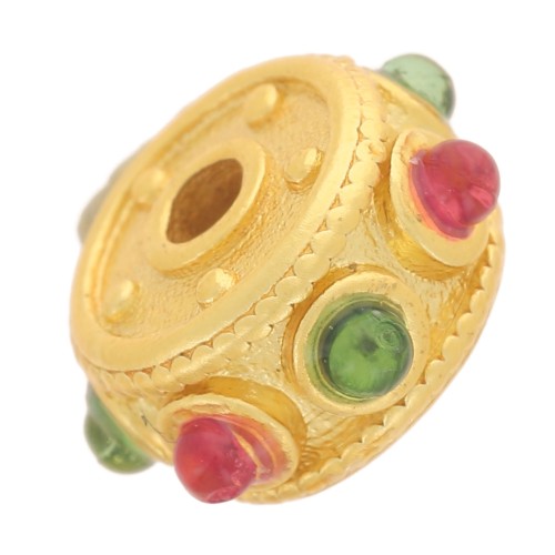 Cuenta arandela de 10 mm con imitación de piedras preciosas - Dorado con oro fino x1