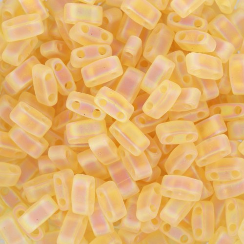 Miyuki Half Tila Beads 5x2.3x1.9mm HTL-132FR - Transparent Light Topaz AB Mat x10g