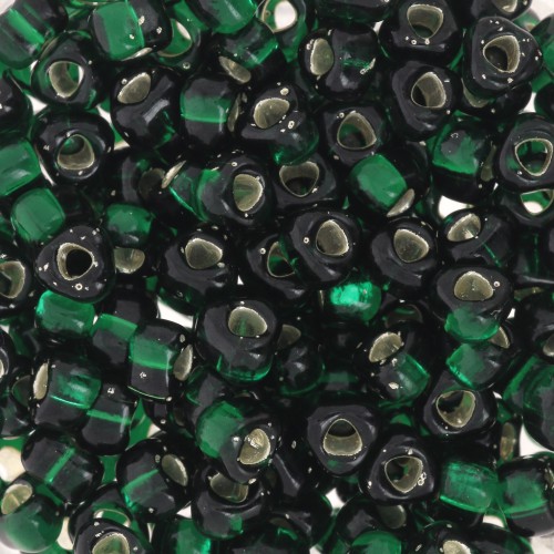 Triángulo Miyuki 5/0 TR5-1806 - Verde Oscuro Forrado de Plata x8g