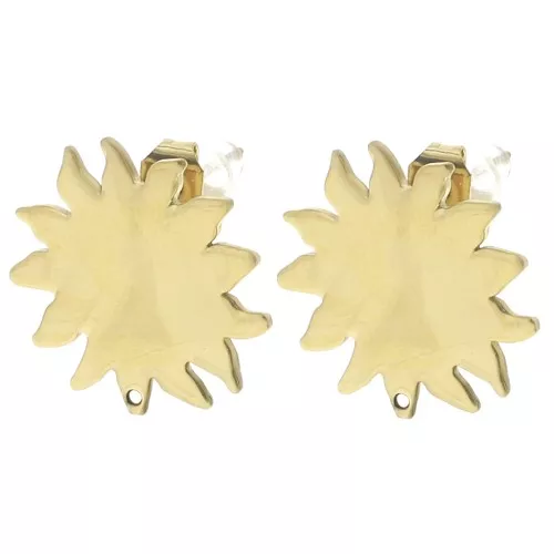 Pendientes Sol Martillado 16 mm - Acero Inoxidable 304L Oro x2