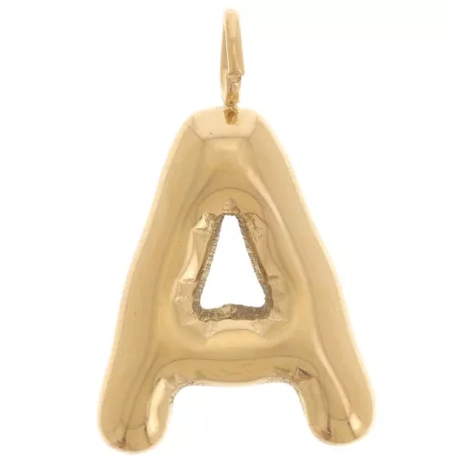 Colgante Letra Abecedario Bola 23x14 mm - A - Acero inoxidable 304L Dorado x1