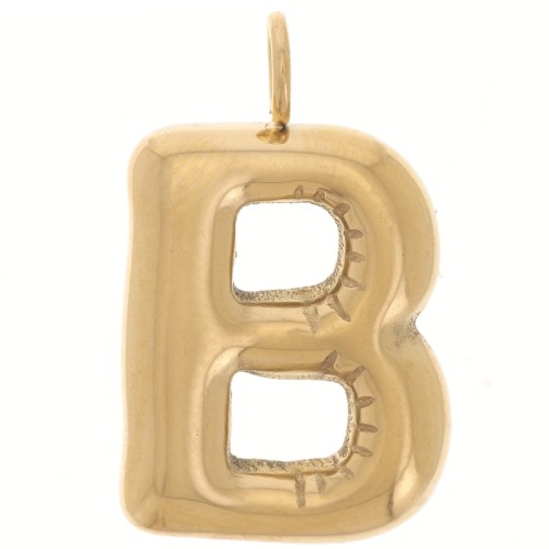 Colgante con letra del alfabeto en forma de globo, 24,5 x 14 mm - B - Acero inoxidable 304 Dorado x 1