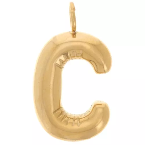 Colgante Letra Abecedario Bola 23x13 mm - C - Acero inoxidable 304L Dorado x1