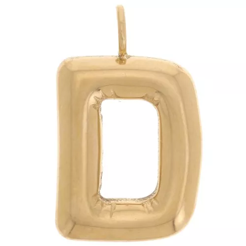 Colgante Letra Abecedario Bola 23x14 mm - D - Acero inoxidable 304L Dorado x1