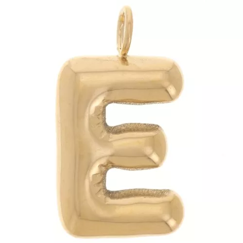 Colgante Letra de Bola 23x13 mm - E - Acero inoxidable 304L Dorado x1