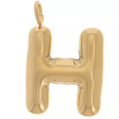 Colgante Letra Abecedario Bola 23x15 mm - H - Acero inoxidable 304L Dorado x1