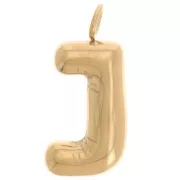 Colgante Letra Alfabeto Bola 23x11 mm - J - Acero inoxidable 304L Dorado x1